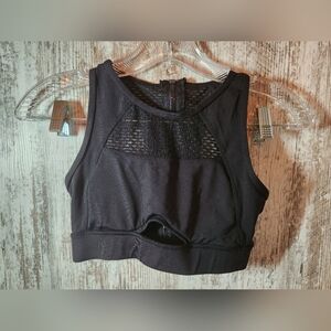 Sleek Black Mesh Sports Bra